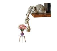 HXLTHINGS Statue Decoration Elephant Statue Figurine Recruiting Wealth Holding Two Babies Home Decor