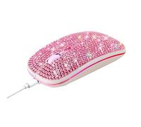 HXMJ Bling Dazzling Rechargeable 2.4GHz+5.2 Bluetooth Wireless Mouse Covered with Crystal Diamond Rhinestone,RGB Backlit,Great Gift idea for Her (Pink)