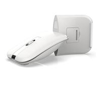 HXMJ Foldable Bluetooth Travel Mouse,Wireless Portable 2.4G Arc Mice,Multi-Device (Bluetooth+2.4G),180° Rotating Rechargeable Flat Mice for Desktop PC Laptops Tablets-White