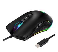 HXMJ RGB LED Gaming Mice,Wired USB C Port for Apple MacBook,Computer or Laptops with Type C Port-Black