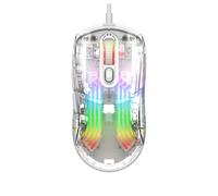 HXMJ Wired USB Gaming Mice with Transparent Crystal Shell,Silent Click,RGB Backlit,7200 DPI-White