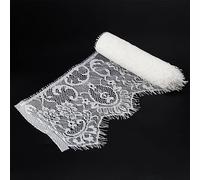 HXMJIED 1 PCS 3m Lace Edge Trim Ribbon Floral Lace Ribbon Embroidery Applique Tulle Lace for Sewing Clothing, Dressmaking, Sewing Craft Wedding Bridal Dress (White & Width 14cm)
