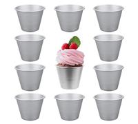 HXMJIED 10 Pcs Pudding Moulds, Aluminum Nonstick Baking Cups Mini Pudding Basins, Muffin Tin Moulds Egg Mold Cups Cupcake Basins for Kitchen DIY Cooking (2.9 x 1.8 x 2.2Inch)