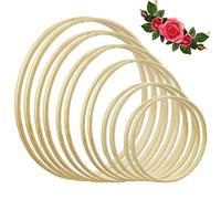 HXMJIED 12 Pack Wooden Floral Hoops - 6 Sizes Bamboo Wreaths Ring for DIY Dream Catchers, Wedding Plant Oasis Garland Decor, Wall Hanging Crafts (6/7/8/9/10/12 inch)