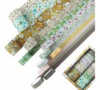 HXMJIED 12 Rolls Washi Tape Set, Floral Washi Tape, Masking Washi Tape, Multi-Pattern Washi Tape, Craft Tape Decorative Tape, Colorful Decorative Writable Tape, for Scrapbook, Gift Wrapping