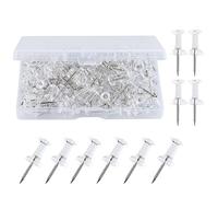 HXMJIED 120 Clear Push Pins, Drawing Pins with Storage Box, Heavy Duty Transparent Thumb Tacks for Pinboard Map Mark Bulletin Board Notice Board