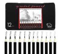 HXMJIED 12Pcs Sketching Pencils 8B, 7B, 6B, 5B, 4B, 3B, 2B, B, HB, F, H, 2H Drawing Pencils with Graphite Lead, Professional Sketch and Drawing Pencils Set, Art Pencil(8B-2H)