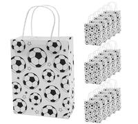 HXMJIED 12Pcs Soccer Goodie Bags, Paper Soccer Snack Gifts Bags, Soccer Candy Bags, Football Paper Party Bags Gift Bags, Soccer Party Favors Trade Bags With Handles, Football Themed Party Gift Bags