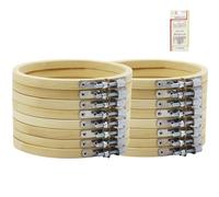 HXMJIED 16 Pack 5 inch Mini Bamboo Circle, Round Embroidery Hoop, Embroidery Hoop Cross Stitch Hoop Ring, Adjustable Bamboo Cross Stitch Hoop Circle Ring, Cross Stitch Frames and Hoops