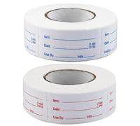 HXMJIED 2 Rolls Food Stickers, 5X2.5cm Freezer Labels, 1000 Red and Blue Date Labels, Self-Adhesive, Removable, for Food Storage and Marking Production Date