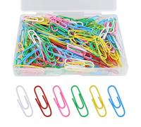 HXMJIED 200 Pcs Coloured Paper Clips, 28 MM Paper Clamps for Office Stationery, Paper Clips Clamps Document Paper Clips, Metal Paper Clips Clamps with Plastic Box, Paperclips Assorted Colors