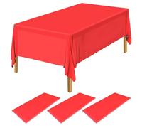 HXMJIED 3 Pcs Red Rectangle Tablecloth, 137 x 274 cm Disposable Plastic Table Cover for Indoor or Outdoor Use, Picnic and Birthday Party Decoration