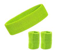 HXMJIED 3 Pcs Sweatbands Set, 1 Headband and 2 Wristbands, Light Green Sports Headband and Wrist Sweatbands, Soft Thickened Terry Cotton Sweat Band, Elastic Cotton Sports Sweatband