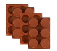 HXMJIED 4 Pack Silicone Molds, Pie Shaped Candy Chocolate Baking Cookie Moulds for Round Cylinder Chocolate Covered Oreos, Cupcake, Candy, Pudding, Mini Soap Making (Brown)
