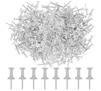 HXMJIED 400pcs Transparent Push Pins,Plastic Head Drawing Poster Tacks Needle, Clear Poster Pins for Wall Hangings,Cork Board,Maps Posters Photos,Pinboard,Notice Board,Xmas Party Decorations