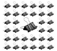 HXMJIED 48pcs Black Metal Binder Clips, 25mm, Foldback Clips for School, Office, Home