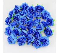 HXMJIED 50pcs Artificial Flower Head, Royal Blue Flowers Blue Roses False Flower Bouquet Real Touch Rose Plants Artificial Flower Rose Head, Flower Artificial for Home Garden Decoration