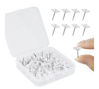 HXMJIED 50pcs Clear Push Pins, Flat Head Push Pins, Plastic Transparent Thumb Tacks, Drawing Poster Pins with Storage Box Thumbtacks for Wall Hangings, Cork Board, Maps Posters Photos, Pinboard