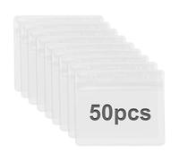 HXMJIED 50PCS Plastic Card Holder, 98x82 MM Clear Waterproof ID Card Holders, Name Tag Badge Card Holders, Plastic Wallets Pocket Holder, Double Sided Badge Holders, Lanyard Card Holder