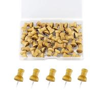 HXMJIED 50pcs Wooden & Steel Push Pins - Thumb Tacks for Posters, Notes & Cork Boards