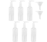 HXMJIED 6 Pcs Transparent Travel Bottles, 100ml Pump Travel Bottles, Spray Bottle Set, Plastic Travel Atomiser Bottle Set, Refillable Liquid Containers With 2 Pcs Funnels, Empty Spray Bottle 100ml