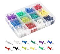 HXMJIED 600 Pack Multicolored Cork Board Push Pins, 12 Colours Map Drawing Poster Tacks Pins, 50pcs per Color, Bulletin Board Pins with Storage Box, for Notice Board, Party Pictures Poster Decor Fixed