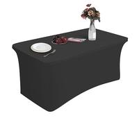 HXMJIED 6ft Elastic Table Cover, 183x76x76cm Black Stretchable Tablecloth for Rectangle Tables, Fitted Spandex Folding Table Cover for Home Decoration