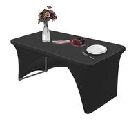 HXMJIED 6ft Spandex Tablecloth,Black Stretchable Tablecloths,Rectangular Stretch Trestle Table Cloth,Fitted Spandex Rectangular Patio Table Covers,Patio Table Cover,for Rectangle Tables With Open Back