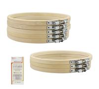 HXMJIED 8 Pack 6 inch Mini Bamboo Circle, Round Bamboo Embroidery Hoop Circle Cross Stitch Hoop Ring, with Gold Eye Embroidery Needles, for Art Craft Handy Sewing