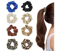 HXMJIED 8 Pcs Women Hair Scrunchies, Satin Silk Hair Scrunchies Ties, Solid Color Elastic Hair Bands Scrunchy Hair Ties Ropes, Bobbles Elastic Bands Ponytail Holder, Scrunchy Hair Bands