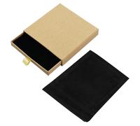 HXMJIED Jewelry Gift Box with Velvet Pouch, Kraft Paper Organizer Box for Necklaces, Bracelets, Earrings, 9 x 9 x 1.8 cm, Portable Case with Lid, Gift Box