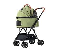 hxoity 3-in-1 Pet Strollers for Small Medium Dogs Cat Strolling Cart with Detachable Carrier Pet Travel Carrier Easy One-Hand Fold Holds Pets Up to 15 Kg / 33 LBS (Color : Green)