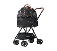 hxoity 3-in-1 Pet Strollers for Small Medium Dogs Cat Strolling Cart with Detachable Carrier Pet Travel Carrier Easy One-Hand Fold Holds Pets Up to 15 Kg / 33 LBS (Color : Black)