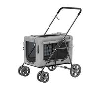 hxoity Dog Stroller for Large Multiple Dogs Cats 2 in 1 Pet Strolling Cart with Removable Carrier One Click Folding Dual Entry No Need to Lift Pet Max. Loading 20KG/44Lbs (Color : Graey)