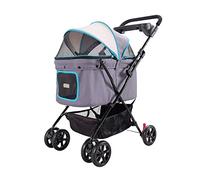 hxoity Dog Stroller Pet Strolling Cart for Small Medium Dogs Cats 4 Wheels Dog Jogging Stroller Folding Doggy Carrier with Storage Basket for Traveling Max. Loading 20 Kg / 44 LBS (Color : Graey)