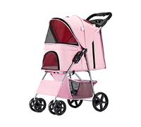 hxoity Dog Strollers Pet Jogging Strolling Cart for Small Medium Dogs Cats Foldable Pets Carrier with Comfort Rubber Wheels Quick Fold Max. Loading 15 Kg / 33 LBS (Color : Pink)