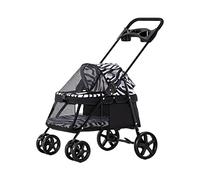 hxoity Pet Dog Stroller 3 in 1 Cat Dogs Strolling Cart 4 Wheels Travel Foldable Aluminum Alloy Frame Carriage for Small Medium Dogs Cats Up to 15KG/33-pounds (Color : White)