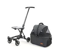 hxoity Pet Stroller Strolling Cart for Cats and Dogs Detachable Carrier with Removable Liner Safety Tether Easy Fold Ventilated Oxford Fabric Holds Pets Up to 12 Kg / 26.5 LBS