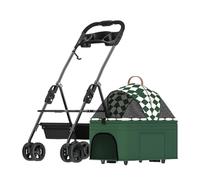 hxoity Pet Stroller Strolling Cart for Small Medium Cats Dogs 3-in-1 Waterproof Puppy Strollers Travel Carrier Car Seat with Storage Basket and Cup Holder Up to 12kg/26pounds (Color : Green B)