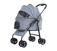 hxoity Pet Strollers for Small Medium Dogs and Cats 4-Wheel Foldable Dog Strolling Cart Detachable Carrier with Storage Basket for Traveling Max. Loading 10 Kg / 22 LBS (Color : Graey)