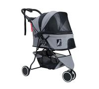 hxoity Pet Travel Stroller 300D Frosted Oxford Cloth Cat Dog Pushchair 3 Wheels Trolley Single Front Wheel 360° Rotation Foldable Easy to Install Load Up to 20 Kg / 44 Pounds (Color : Graey)