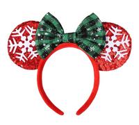 HXPLN Christmas Mouse Ears Headband, Christmas Ears Bow Headband for Adult Women Christmas Party Park Ears Dress Up Accessories Snow