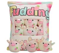 HXPLN Cute Snack Pillow, Kawaii Pudding Plush Pillow & Stufed Toys - Removable, Gift for Teenagers, Girls & Children (6 Colorful Cow)