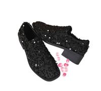 Hxprnoetxy Women's Comfortable Breathable Sequin Loafers Casual Flats | Elegant Sparkle Black Penny Loafer Dressy Low Heel Slip on Comfort Non Slip Driving Moccasins Women Evening Fashion Shoes