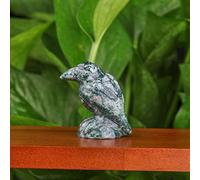 HXSCOO 1.5" Natural Gemstone Carved Bird Figurine Crystal Raven Status Carved Animal Statue Home Decor Animal Decor Gift (Color : Moss Agate)