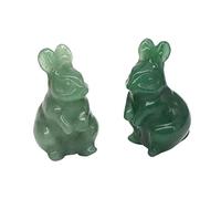 HXSCOO 1.5" Rabbit Easter Figurine Micro Landscape Natural Amethyst Rose Quartz Stone Carved Healing Crystal Spiritual Home Decor (Color : Green Aventurine, Size : 1PC)