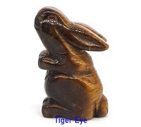 HXSCOO 1.5" Standing Rabbit Statue Natural Gemstone Room Decoration Healing Crystal Animals Figurine Reiki Carved Stones Gift Wholesale (Color : Tiger Eye)