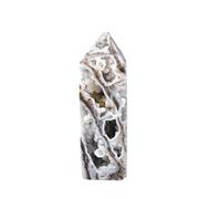 HXSCOO 1PC Natural Gemstone Mineral Agate Point Wand Healing Druzy Crystal White Agate Tower Column Home Decoration Gifts
