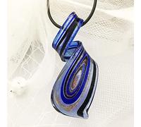 HXSCOO 1PCS Dark Blue Twisted Lampwork Glass Murano Pendants Necklace Chinese Style Party Loves Gift Whirlwind Pattern Jewelry For Wome