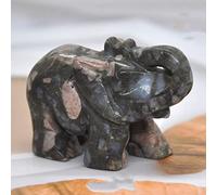 HXSCOO 1PCS Elephant Statue Figurine Natural Crystal Amethyst Rose Quartz jasper Animals Stone Carved Feng Shui Home Office Craft Decor (Color : Rhyolite, Size : 1.5 Inch)